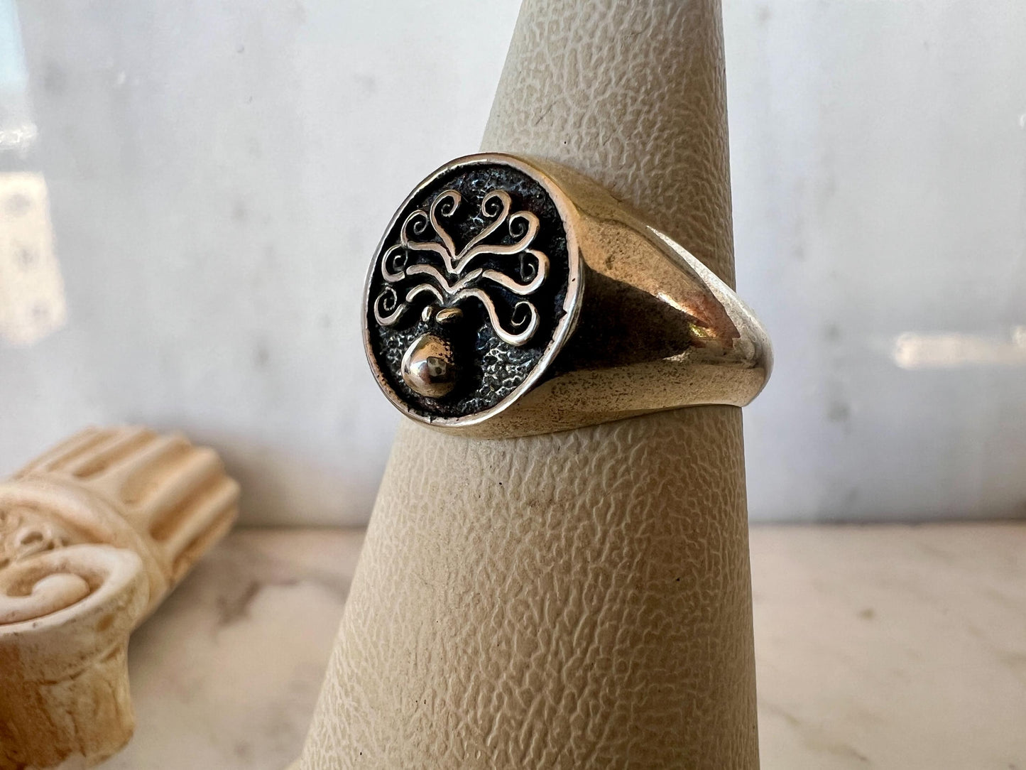 Octopus Signet ring Sterling silver Ancient Greek coin jewelry