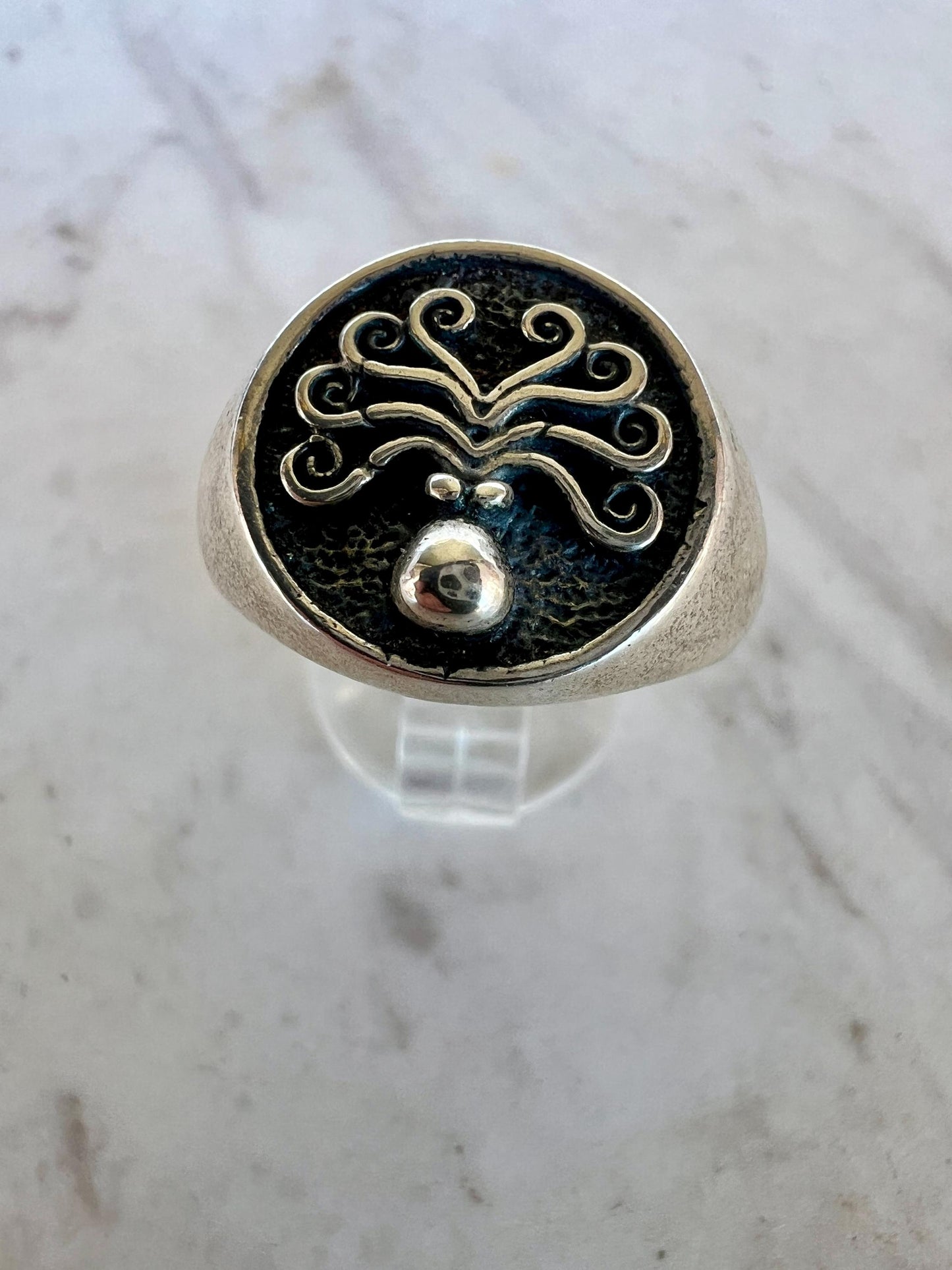 Octopus Signet ring Sterling silver Ancient Greek coin jewelry