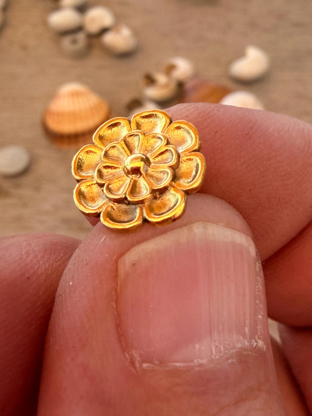 Hallmarked 925 Sterling Silver Gold Plated Rosette Stud Earrings, 3D Layered Floral Etruscan Design