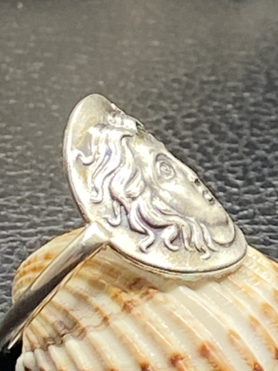 Sun God Helios Greek Coin Ring Sterling Silver