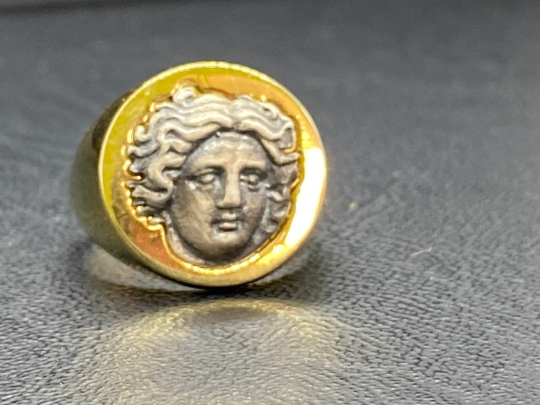 Sun God Helios Rhodes Greece Ring Gold 18K 750