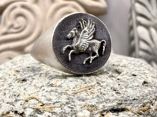 Pegasus das fliegende Pferd Ring Sterlingsilber 925 Sternzeichen der antiken griechischen Mythologie
