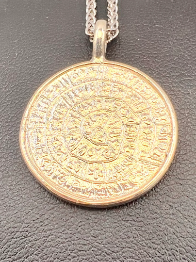 Phaistos Disc Two Sided Pendant Ancient Greek Jewelry Mystery disk
