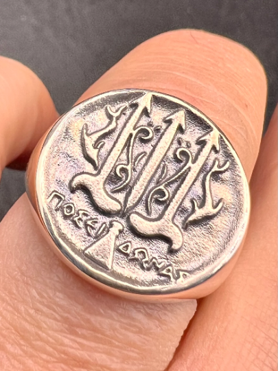 Anello Con Tridente In Argento 925-Anelli Uomo - Foto 5