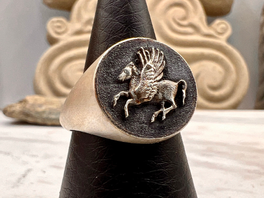 Pégase le cheval volant bague en argent sterling 925 signe du zodiaque de la mythologie grecque antique