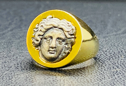 Sonnengott HELIOS Ring Sterlingsilber vergoldet Rhodos Griechenland