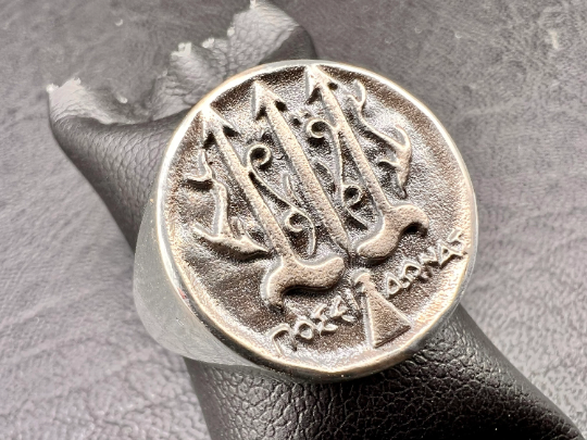 Poséidon Trident Dauphins Bijoux d'inspiration grecque antique Bague en argent sterling 925