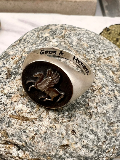 Pegasus the flying Horse Ring sterling silver 925 ancient Greek mythology zodiac sign