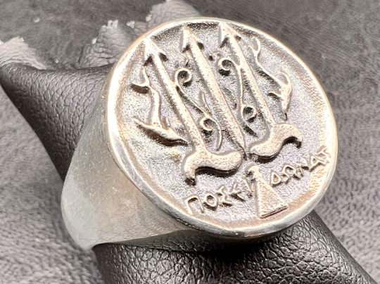 Poséidon Trident Dauphins Bijoux d'inspiration grecque antique Bague en argent sterling 925