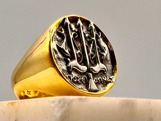 Morvi Gold Plated Brass, Lord mahadeva shiv Symbol Trishul with Damru  Design, Superb Finish, Free Size Finger Ring for Men and Women Brass Gold  Plated Ring Price in India - Buy Morvi