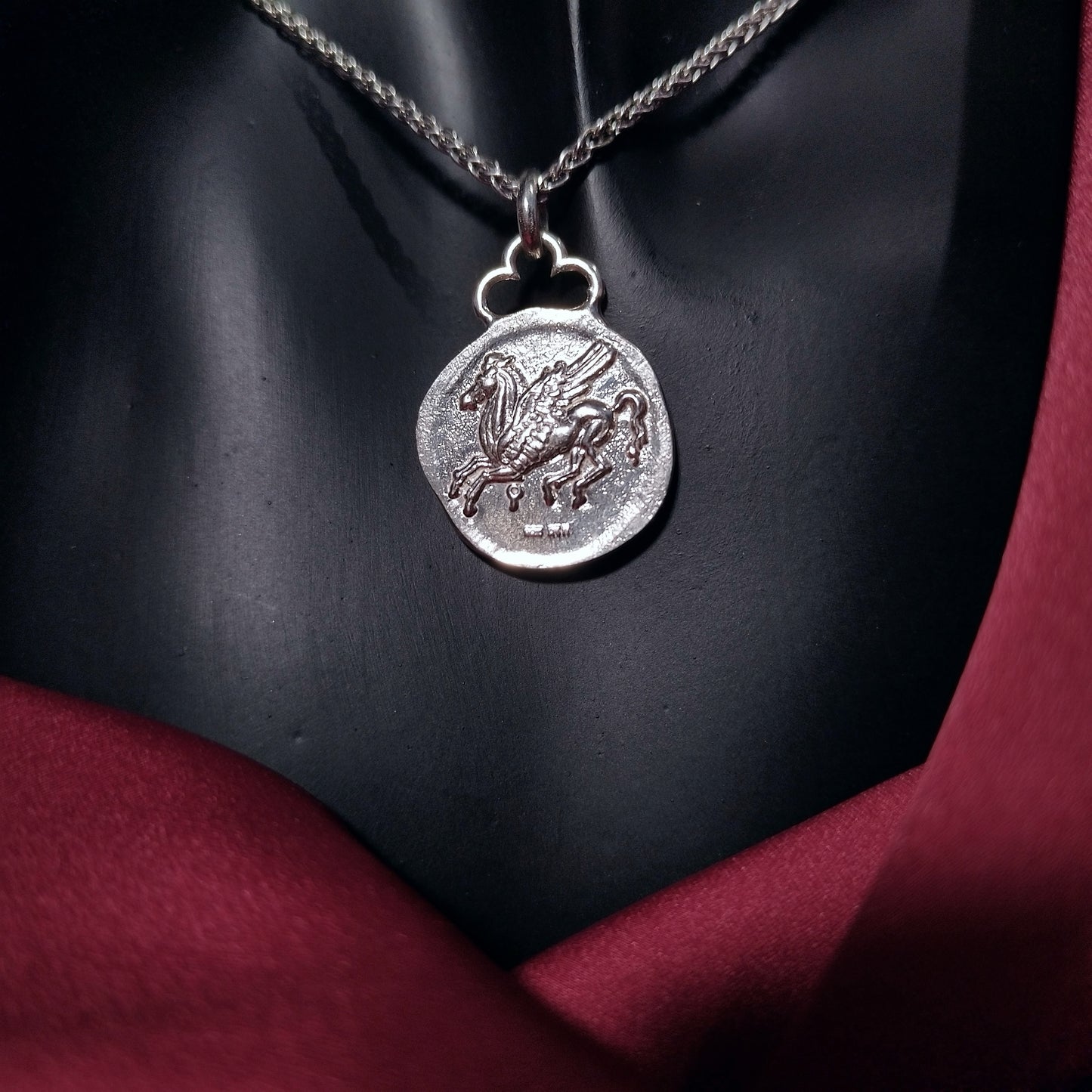 Pegasus Corinthian Stater, ancient Greek coin pendant Athena and Pegasus in sterling silver 925