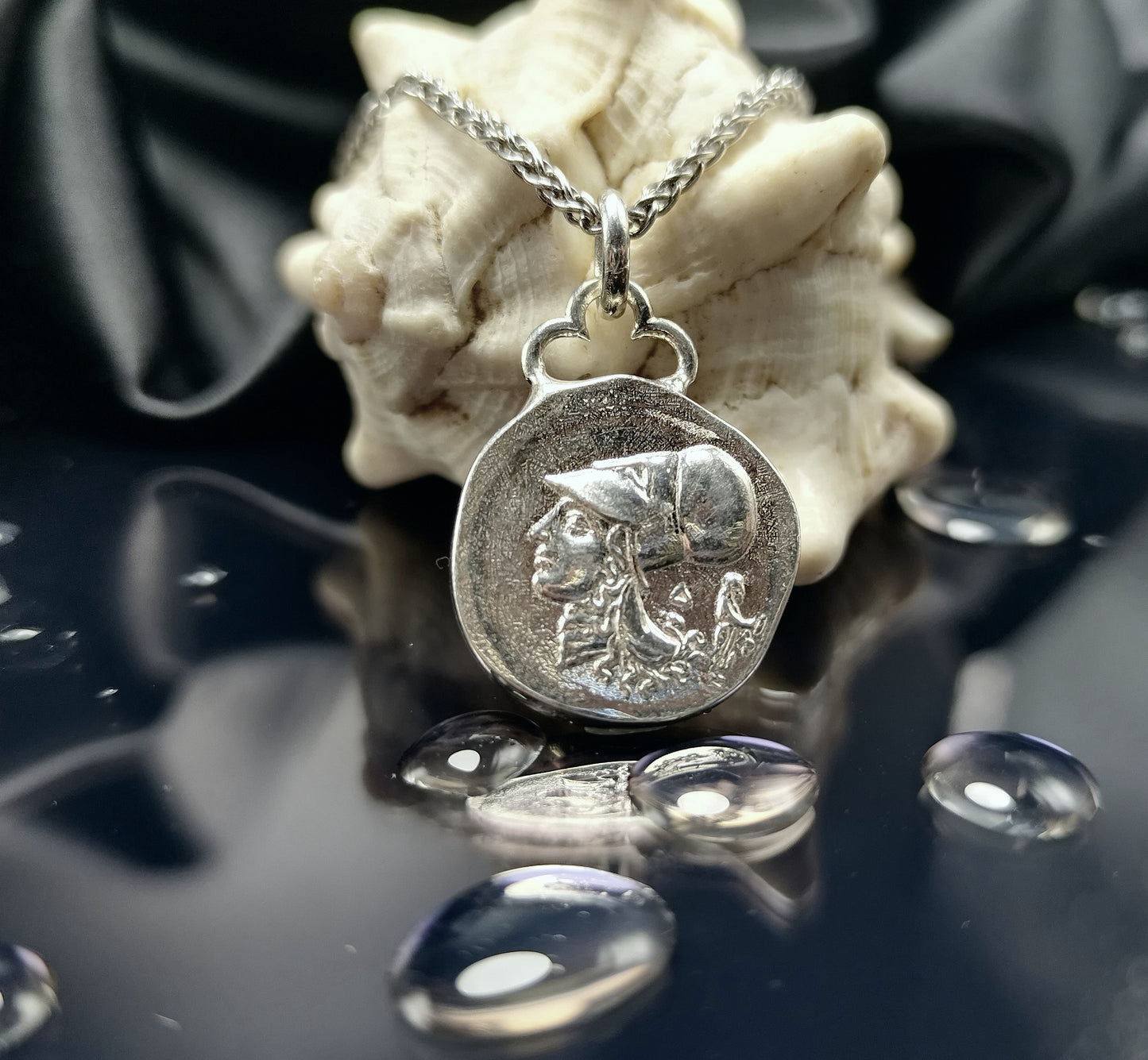 Pegasus Korinthischer Stater, antike griechische Münzanhänger Athene und Pegasus in Sterlingsilber 925
